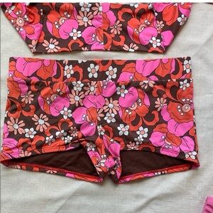 Frankie's Bikinis Floral Pink and Brown Swimwear